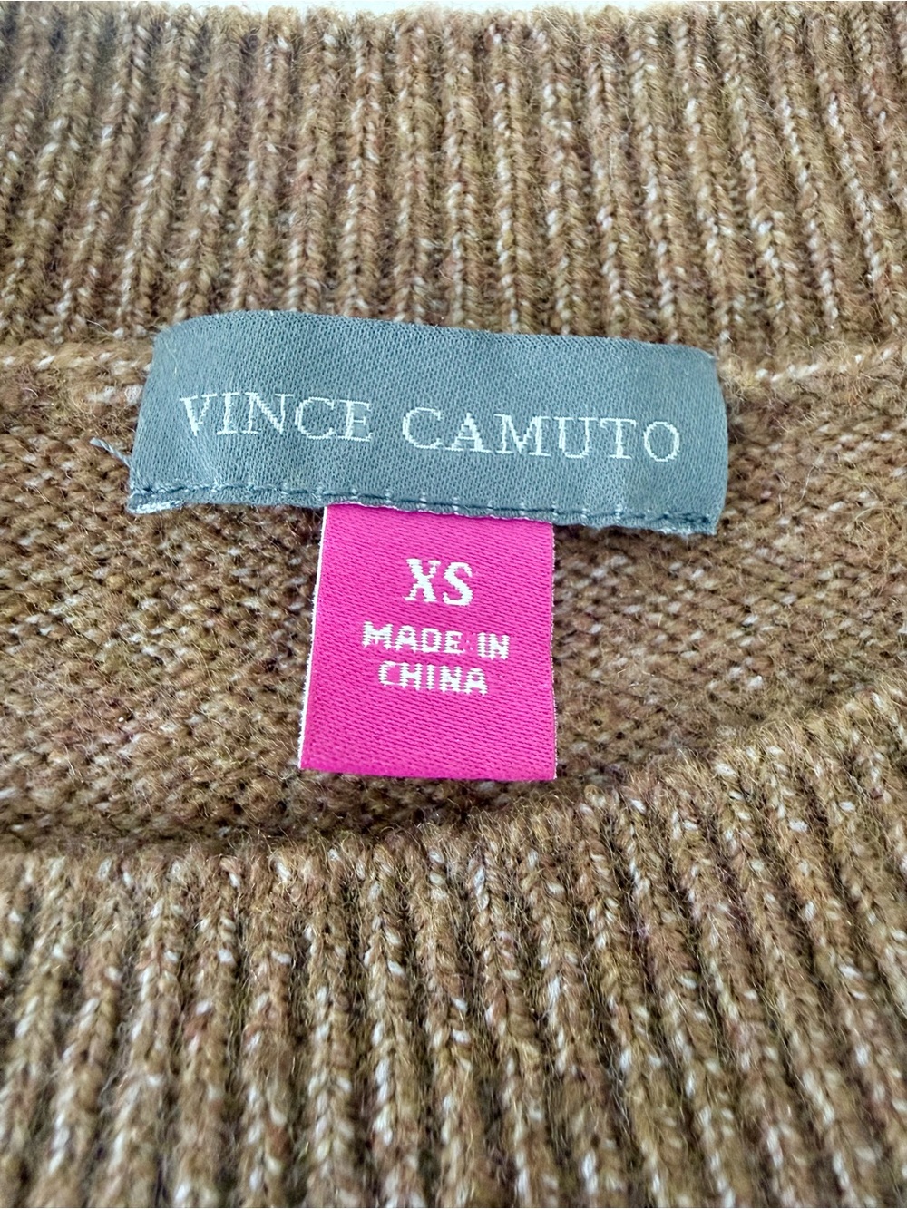 Vince Camuto Brown Marl Knit Center Seam Sweater Drop Shoulder Oversized Size XS - Picture 8 of 11